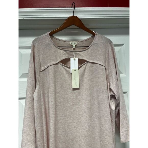 Greige Pink & Tan Space Dye Open Chest Cozy T-Shirt Dress sz 2X NWT - Picture 2 of 10